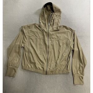 Beneunder Beige Hooded Lightweight Windbreaker Jacket Women's Size Large Cropped